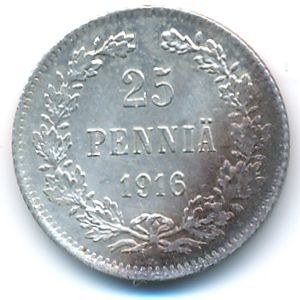 Finland, 25 pennia, 1916