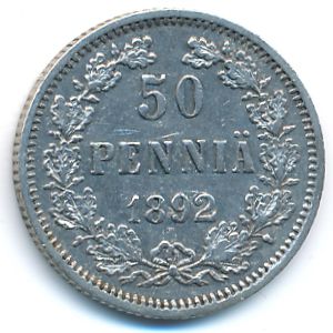 Finland, 50 pennia, 1892