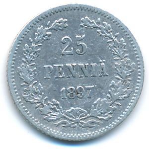 Finland, 25 pennia, 1897
