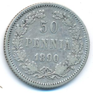 Finland, 50 pennia, 1890