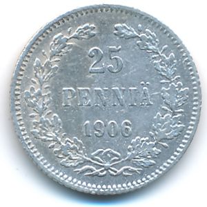 Finland, 25 pennia, 1906