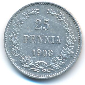 Финляндия, 25 пенни (1908 г.)
