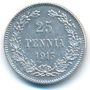 Finland, 25 pennia, 1913