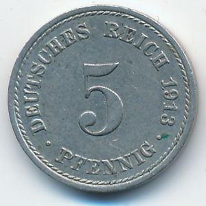 Germany, 5 pfennig, 1913