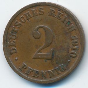 Germany, 2 pfennig, 1910