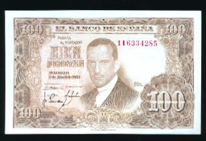 Испания, 100 песет (1953 г.)