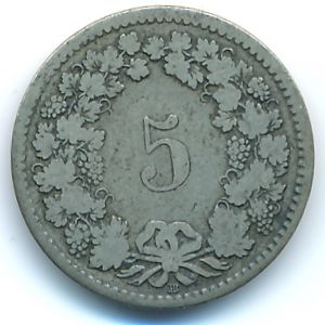 Швейцария, 5 раппенов (1850 г.)
