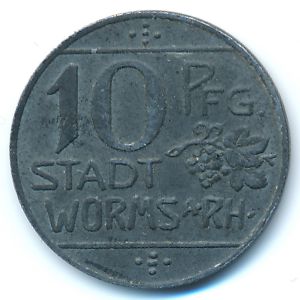 Вормс., 10 пфеннигов (1918 г.)