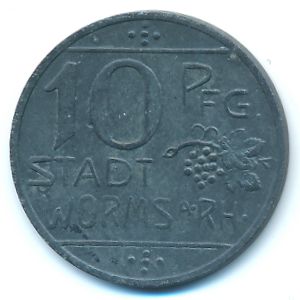 Вормс., 10 пфеннигов (1918 г.)