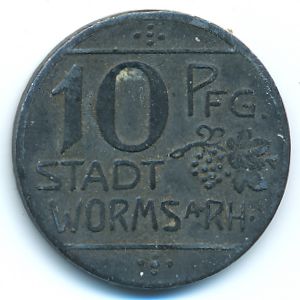 Вормс., 10 пфеннигов (1918 г.)