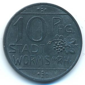 Вормс., 10 пфеннигов (1918 г.)