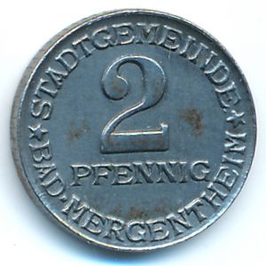 Bad Mergentheim., 2 пфеннига, 1920