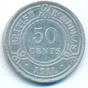 British Honduras, 50 cents, 1911