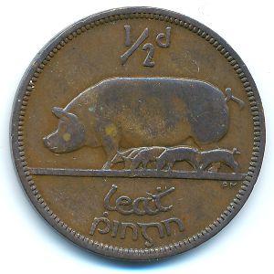 Ирландия, 1/2 пенни (1940 г.)