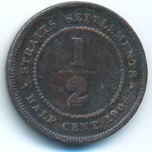 Straits Settlements, 1/2 cent, 1908