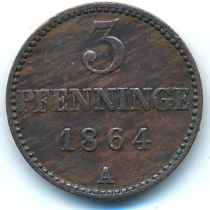 Мекленбург-Шверин, 3 пфеннига (1864 г.)