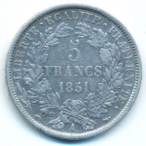 Франция, 5 франков (1851 г.)