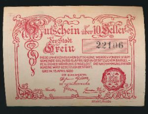 Нотгельды Австрии, 10 геллеров (1920 г.)