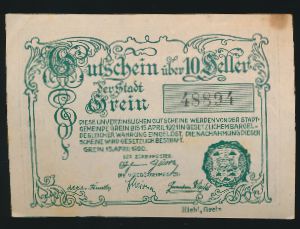 Нотгельды Австрии, 10 геллеров (1920 г.)