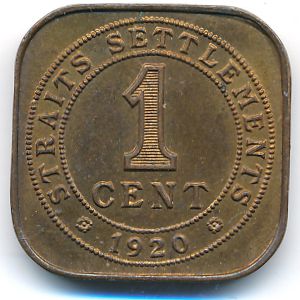 Straits Settlements, 1 cent, 1920