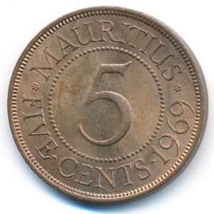 Mauritius, 5 cents, 1969