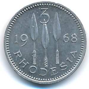 Родезия, 3 пенса-2 1/2 цента (1968 г.)