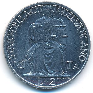 Ватикан, 2 лиры (1942 г.)