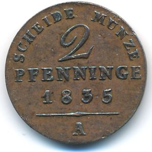 Prussia, 2 pfenning, 1835