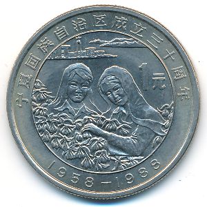 China, 1 юань, 1988