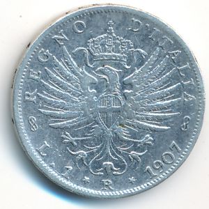 Италия, 1 лира (1907 г.)