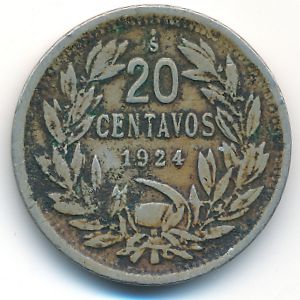 Chile, 20 centavos, 1924