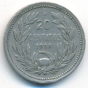 Чили, 20 сентаво (1938 г.)