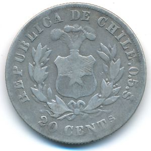 Chile, 20 centavos, 1881