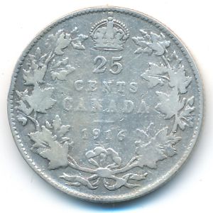Канада, 25 центов (1916 г.)