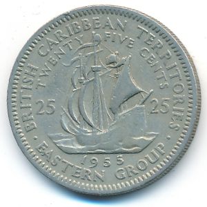 Восточные Карибы, 25 центов (1955 г.)