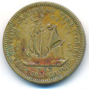 Восточные Карибы, 5 центов (1962 г.)