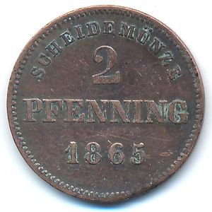 Бавария, 2 пфеннинга (1865 г.)