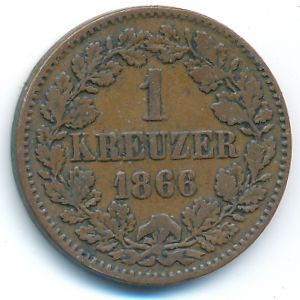 Баден, 1 крейцер (1866 г.)
