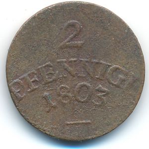 Саксен-Веймар-Эйзенах, 2 пфеннига (1803 г.)