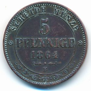 Саксония, 5 пфеннигов (1864 г.)