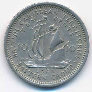 Восточные Карибы, 10 центов (1961 г.)