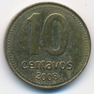 Аргентина, 10 сентаво (2008 г.)