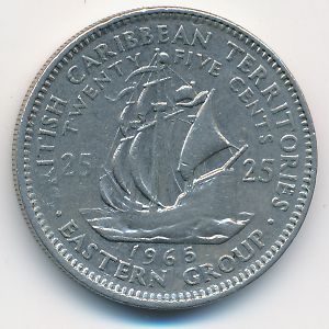 Восточные Карибы, 25 центов (1965 г.)