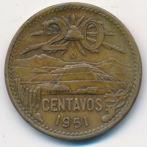 Мексика, 20 сентаво (1951 г.)