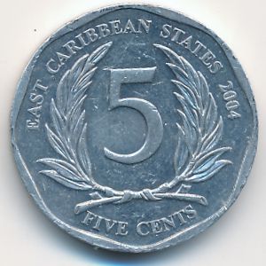 Восточные Карибы, 5 центов (2004 г.)
