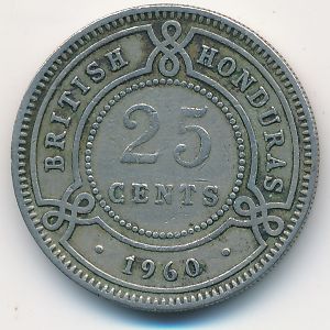 Британский Гондурас, 25 центов (1960 г.)