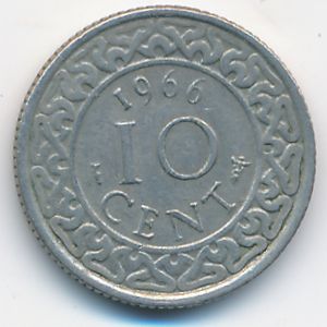 Суринам, 10 центов (1966 г.)
