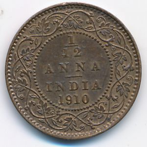 Британская Индия, 1/12 анны (1910 г.)