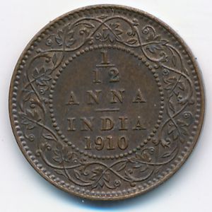 Британская Индия, 1/12 анны (1910 г.)