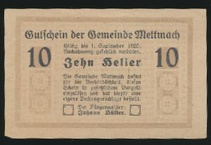 Нотгельды Австрии, 10 геллеров (1920 г.)